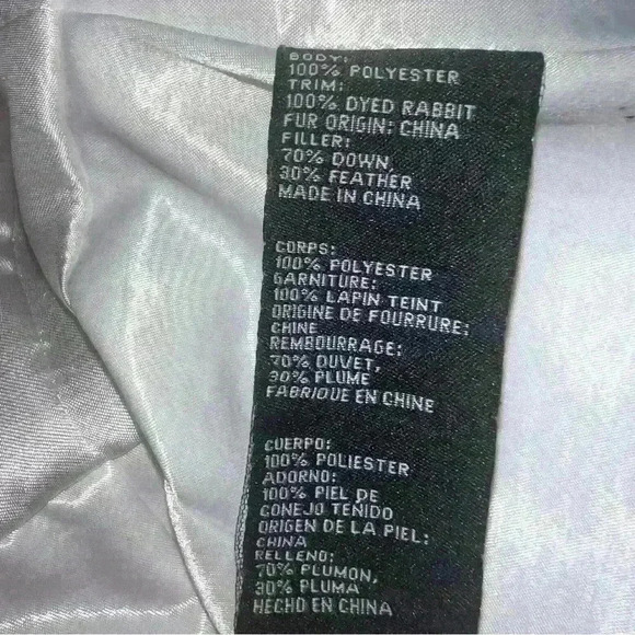 Vintage Bebe Satin white puffer corset jacket with a rabbit fur collar - Picture 7 of 9